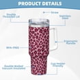 thumbnail image 5 of Fuzoiu Rose Leopard Print Print 40OZ Ice Bully Stainless Steel Insulated Cup with Handle and Straw - Perfect for Travel and Sports, 5 of 8