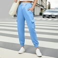 thumbnail image 2 of adviicd Womens Drawstring Cargo Sweatpants Oversized Fleece Joggers Fall Fashion Outfits Y2k Clothes 2025 with Pockets Sky Blue, XL, 2 of 8
