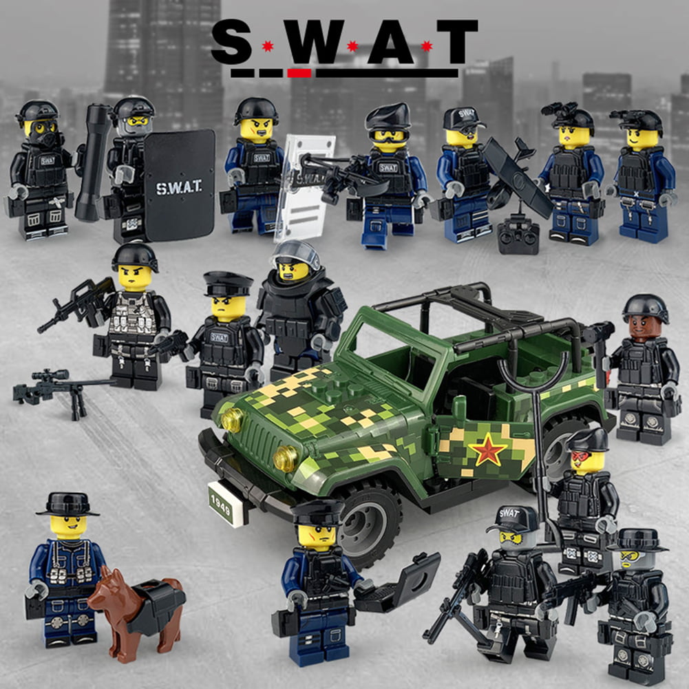 363Pcs 4in1 City Police Soldier Figures Building Blocks Toys For Boy Children 