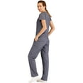 thumbnail image 2 of Minty Mint, Women's, V Neck Solid Stretch Medical Scrub Set, Grey, M, 2 of 7