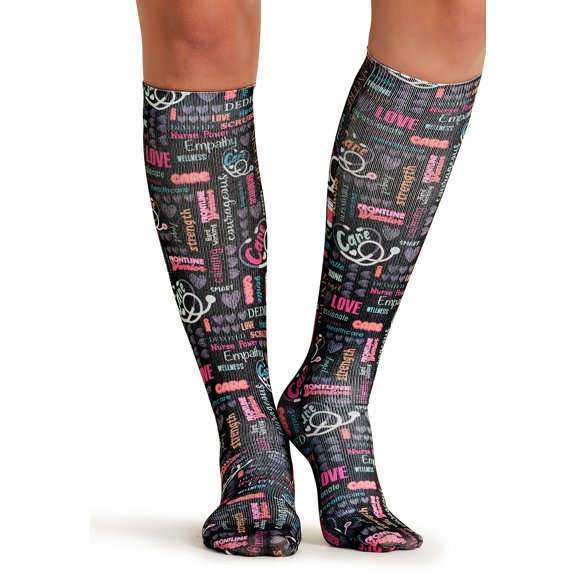 Cherokee Comfortsupport Women Knee High 8-15 mmHg Compression Socks, Regular, Nurse Power