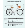 thumbnail image 7 of MOPHOTO 26'' 7 Speed Beach Cruiser Bike Bicycle for Women with Basket & Lock, Lightweight Step Through City Bikes, Commuter Bicycle for Adults Ladies, 7 of 7