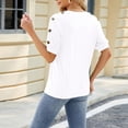 thumbnail image 2 of TEMOFON Tops for Women Casual Summer Loose Fit Blouses Fashion Tunic Tshirts Elegant Soild White Short Sleeve Blouses for Women Size M, 2 of 3