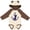 Natural & Brown w Ears, variant on Monogram J Nautical Anchor Boys or Girls Long Sleeve Baby Bodysuit