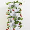 thumbnail image 5 of Three Petal Vertical Planter, Stackable Tower Planters, Strawberry Herb Flower and Vegetable Pots, with Gardening Tool, Indoor Outdoor Gardening Pots with Removable Wheels and Tools, Pink, 5 of 8