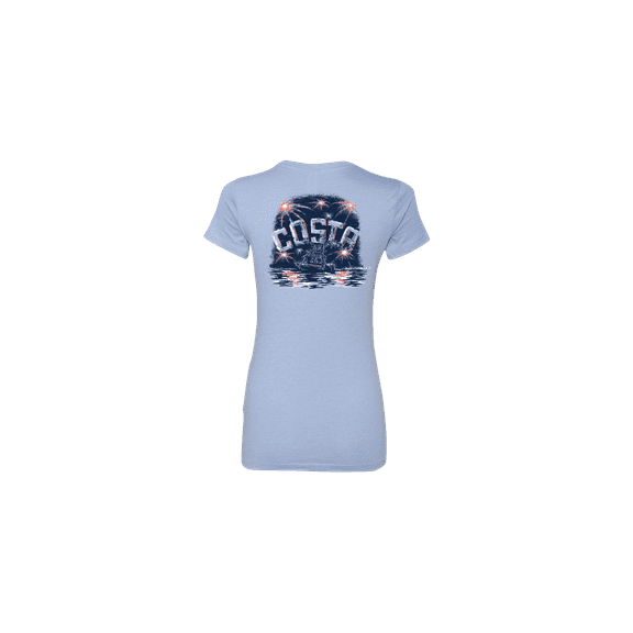 COSTA Freedom Fireworks Womens Sleeve Baby Blue, XLarge Short Sleeve Shirt