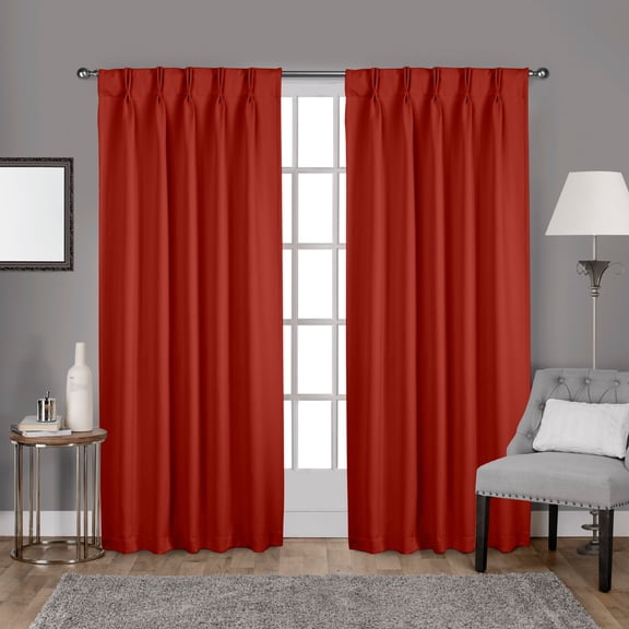 Exclusive Home Curtains Sateen Twill Woven Room Darkening Blackout Pinch Pleat Curtain Panel Pair, 108" Length, Mecca Orange