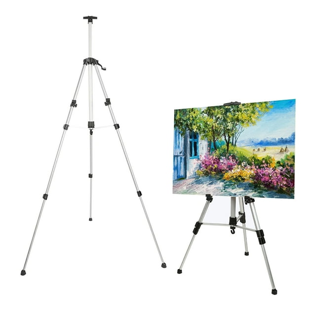 Arterox Caballete para Pintar en Oleo con Altura y Soportes Ajustables compatible con Lienzo de Hasta 100 x 73 cm. Caballete Portátil de Aluminio con Estuche. Tripie para Pintar. Easel Stand (Negro)