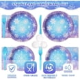 thumbnail image 6 of Frozen Birthday Party Decorations - Serve 24, Snowflake Party Supplies, Winter Wonderland Disposable Tableware Include Plates, Napkins, Cups, Forks, Knives, Spoons for Christmas, 6 of 7