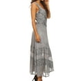 thumbnail image 3 of Sakkas Zendaya Stonewashed Rayon Embroidered Floral Vine Sleeveless V-neck Dress - Grey - L/XL, 3 of 5