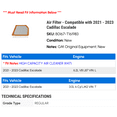 thumbnail image 2 of Air Filter - Compatible with 2021 - 2023 Cadillac Escalade 2022, 2 of 2
