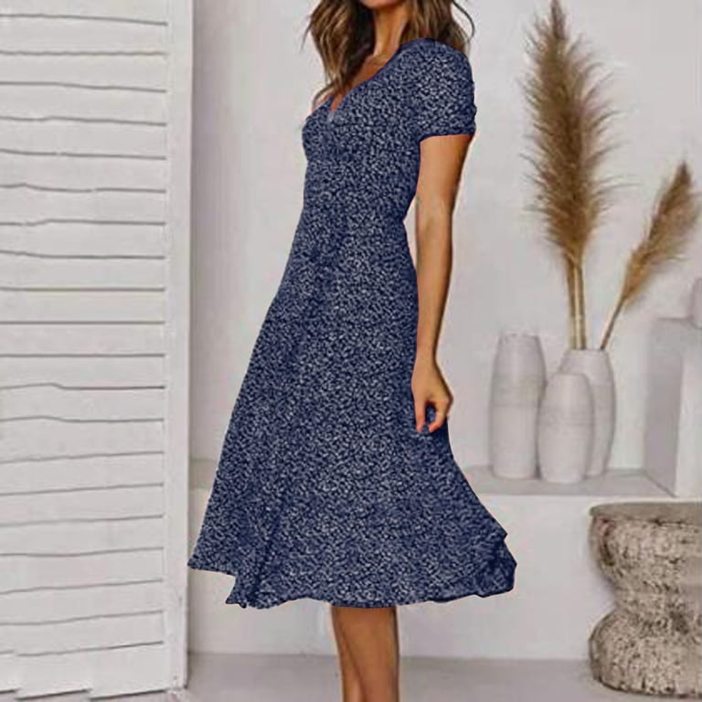 Women Dresses Sale Clearance, Ladies Short Sleeve Maxi Dresses V Neck  Floral Swing A-Line Midi Dresses Beach Boho Polka Dot Dress Casual Loose  Evening Party Elegant Wedding Guest Dresses - Walmart.com