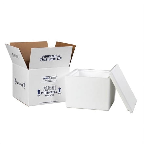 SSBM 9 1/2" x 9 1/2" x 7" White EPS Foam/200# White Corrugated Insulated Shipping Containers & Supplies Shipping Packing 1 / CASE