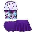 thumbnail image 3 of JanJean Kids Girls 3 Piece Swimsuit Quick Dry Tankini Set Bathing Suit Summer Beach Swimwear Purple 10-12, 3 of 7
