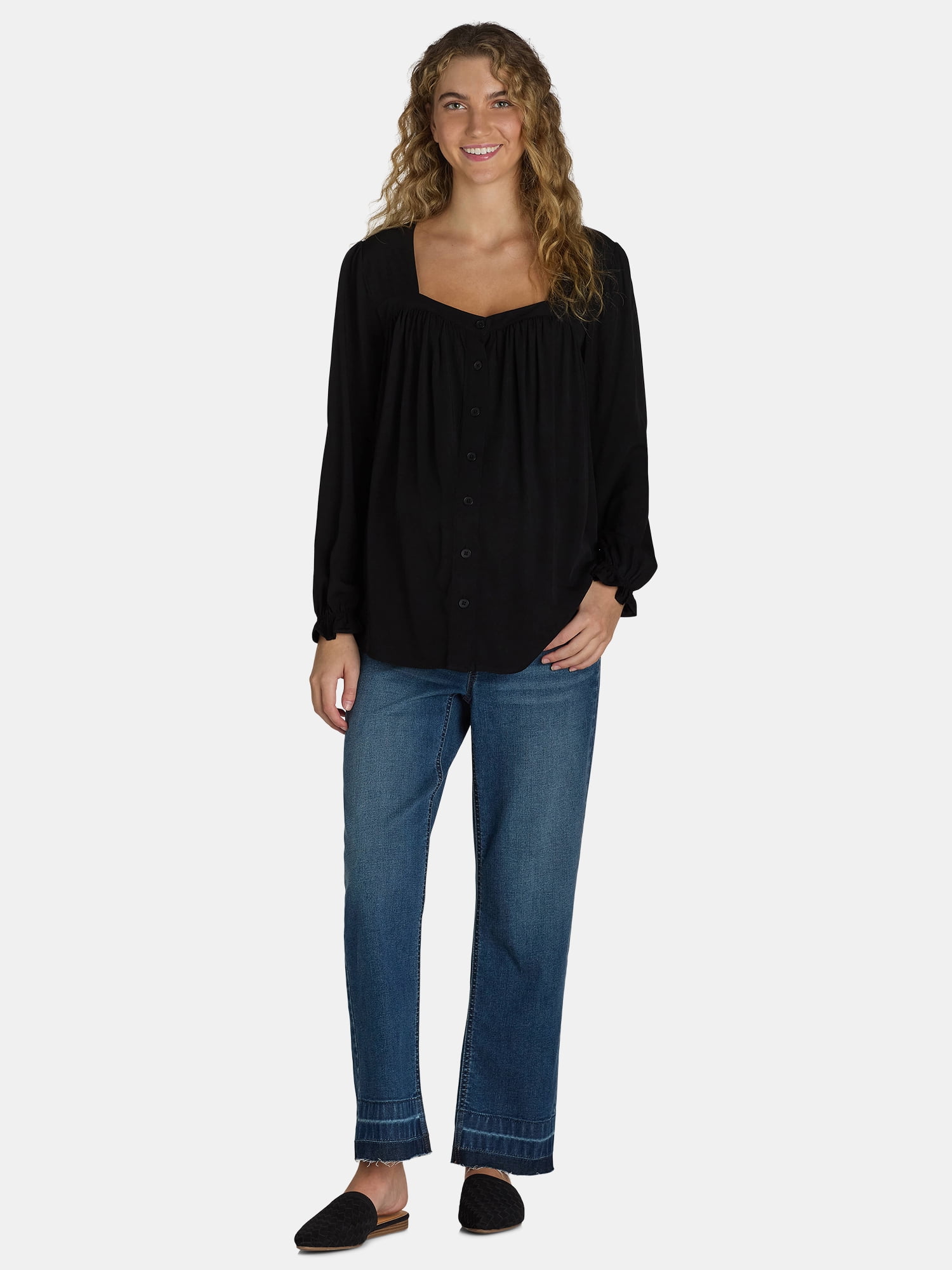 Time and Tru Women's Maternity Straight Leg Jeans, 27" Inseam, Sizes XS-XXL