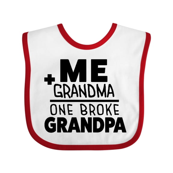 Inktastic Me Plus Grandma Equals One Broke Grandpa Boys or Girls Baby Bib