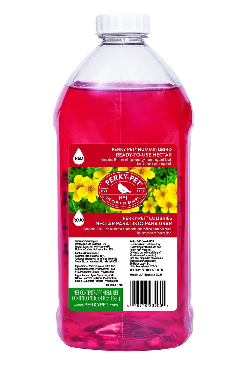 PerkyPet Hummingbird Ready To Use Nectar 64 Fluid Ounces 1.89L