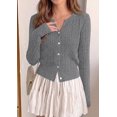 thumbnail image 3 of FreshPretty Women's Cable Knit Cropped V Neck Button Down Cardigan Sweater | Soft Lightweight Cardigan, Long Sleeve, Knit Open Front Sweaters, Business Casual Outfits, Fall Winter Outerwear, 3 of 10
