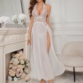 thumbnail image 2 of Levmjia Women's Lace V-Neck Long Nightgown Suspenders Nightgown Set for Honeymoon Valentine Comfortable Sleepwear Pajamas with Garter Belt and Underwear, 2 of 6