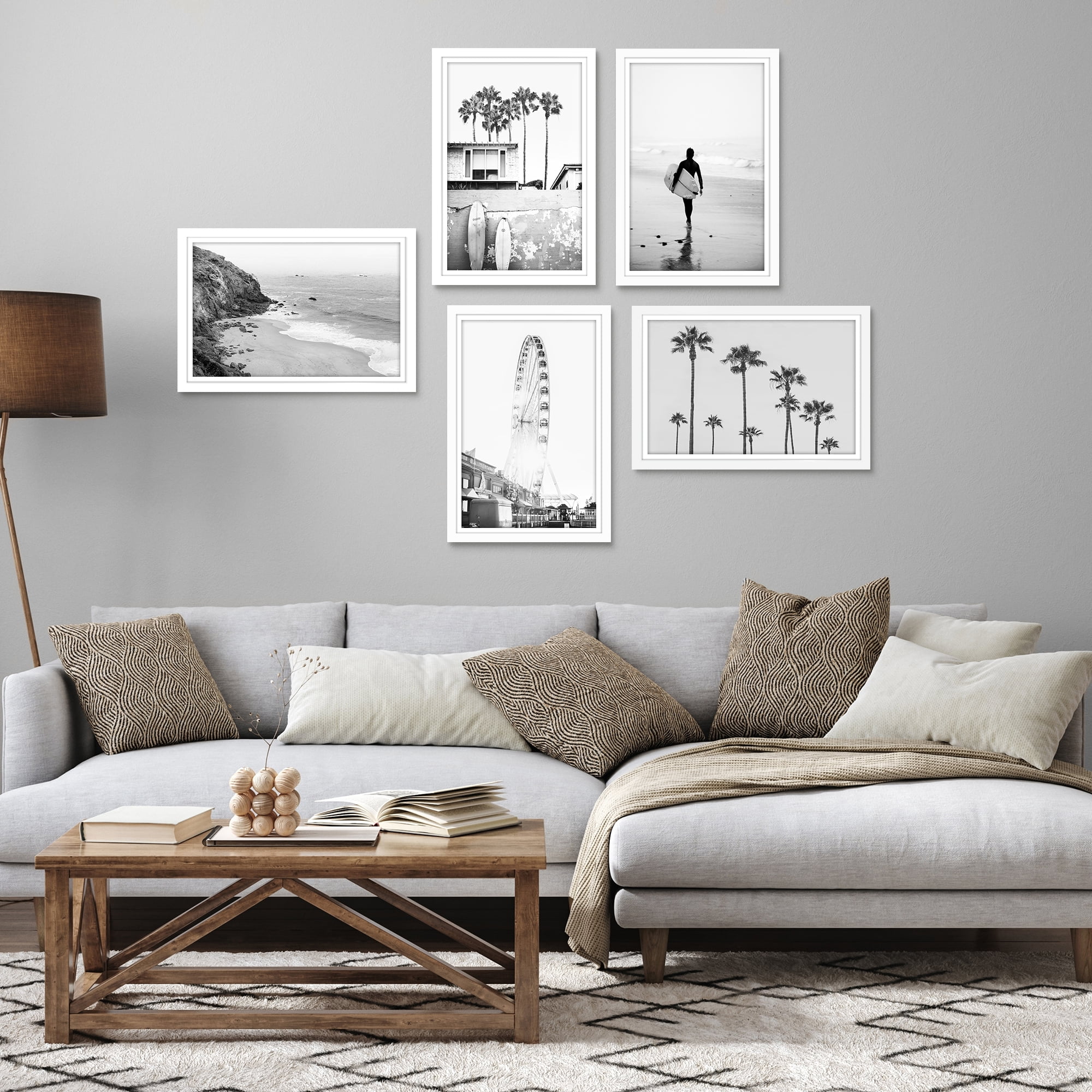 Americanflat 12x18 Poster Frame with Polished Plexiglass with 11x17 Mat 5 Pack Display Photo Galleria - White