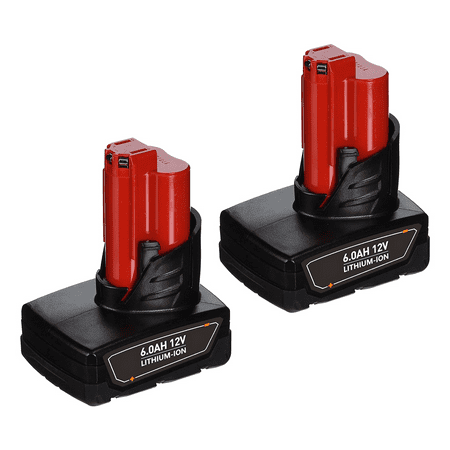 

Mingsci 2Pack FOR MILWAUKEE M12 Battery 12V 6000mah Black &Red Replacement for 48-11-2401 48-11-2412