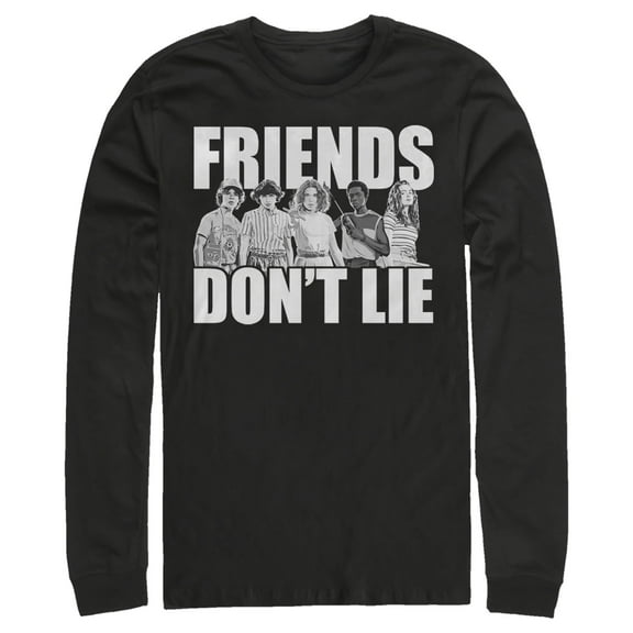 Netflix Men's Stranger Things Friends Don't Lie Character Pose Long Sleeve Shirt Black 2X Large