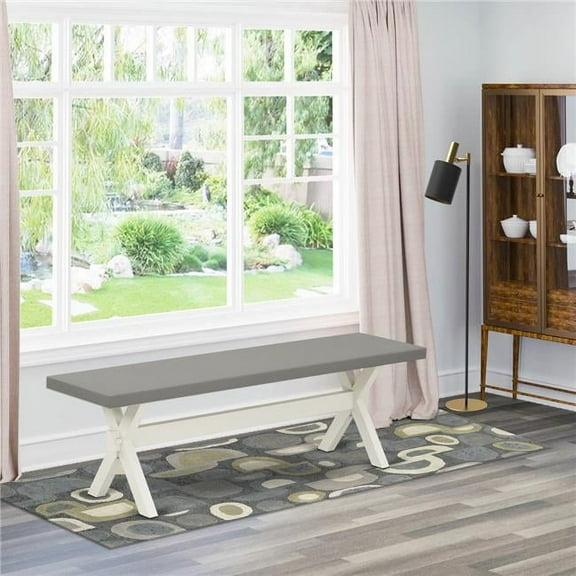 15 x 60 in. X-Style Dining Bench with Wirebrushed Linen White Leg & Cement Top