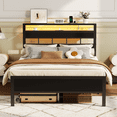 thumbnail image 6 of Satifur Full Size Bed Frame with Storage Headboard and LED Light, Platform Bed with Metal Slats, Noise Free Design, 6 of 10