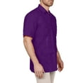 thumbnail image 2 of J. METHOD Men's Short Sleeve Cuban Guayabera Button Down Shirts Classic Embroidered 4 Pockets Casual Top NEMT112 Purple 3XL, 2 of 6