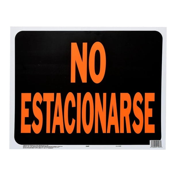 Letrero Para Pared No Estacionarse Hyko Plástico Negro/Naran