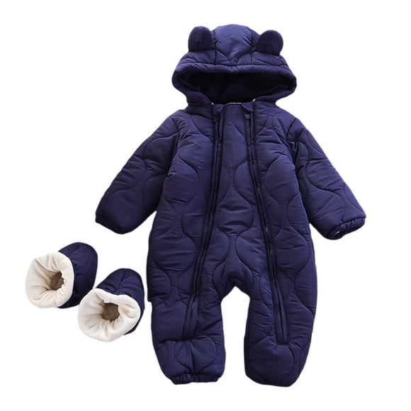 XXWXYD Unisex Baby Toddler Jumpsuit with Double Zipper Footed Coverall - Winter Thermal Hooded Crawling Outfit for Outdoor Activities