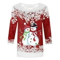 thumbnail image 4 of YanHoo Christmas 3/4 Sleeve Tops for Women 2023 Fall Clearance Christmas 3/4 Sleeve Tops Pullover for Women Crewneck Shirts Casual Sweatshirt Cute Christmas Tops, 4 of 5