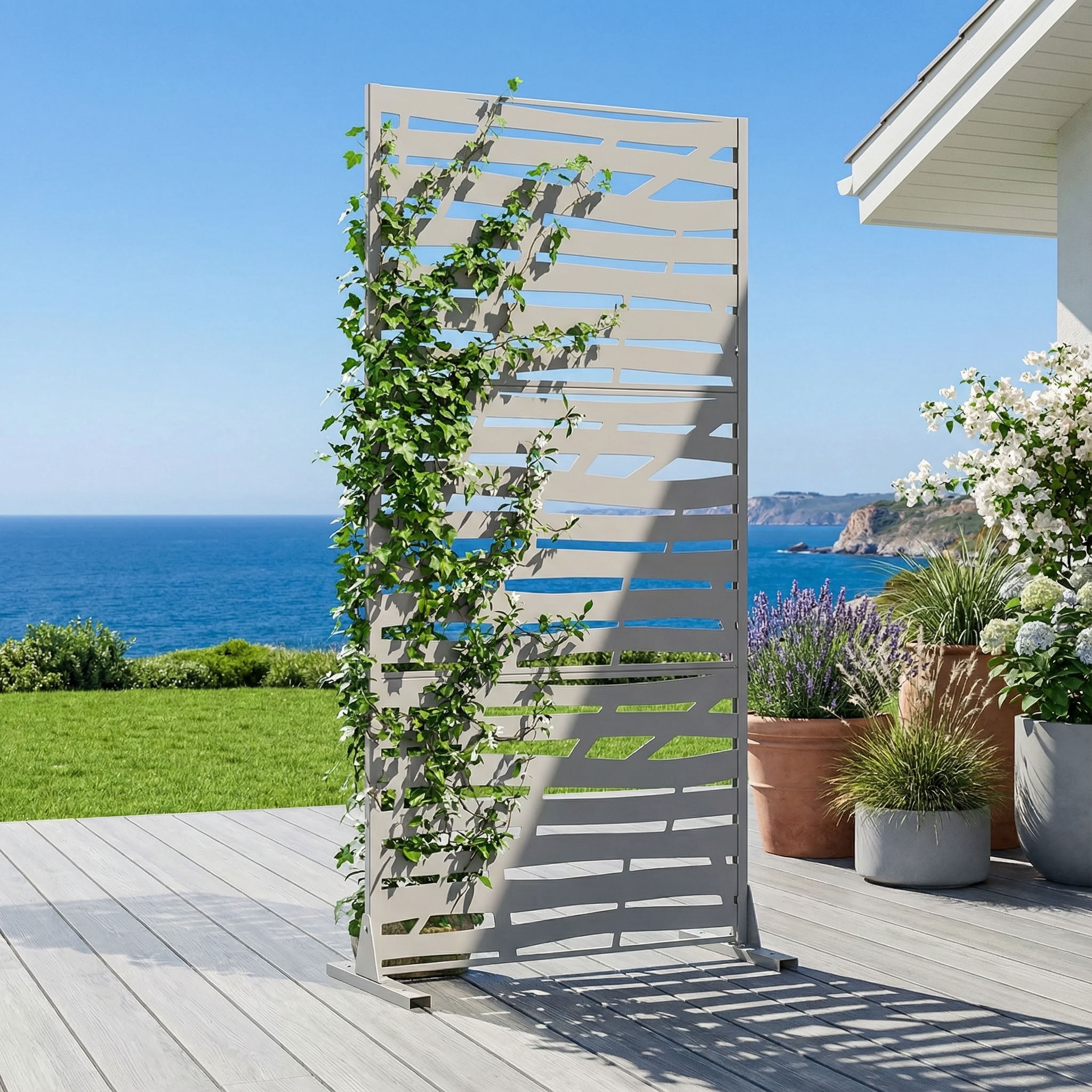 MAYEERTY 72*47in Outdoor Privacy Screen, Durable Metal Privacy Panel, Privacy Divider for Patio, Balcony, Backyard, Garden
