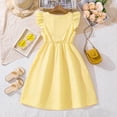 thumbnail image 4 of XASZHN Robe d'Été Décontractée pour Enfants Filles Robe d'Été Sans Manches Ligne A Boutonnée Ourlet à Volants Robes Rayées 8 12 Ans Jaune 11-12 Ans Robes d'Été Décontractées pour Filles, 4 of 9