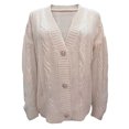 thumbnail image 4 of Lovskoo Cropped Cardigan Sweaters for Women Open Front Fall Trendy V- Neck Long Sleeve Button Down Casual Blouse Knit Tops Beige, 4 of 6