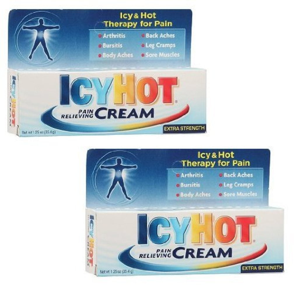 2 Combo Pack Icy Hot Extra Strength Therapy for Pain Relieving Cream of 1.25 Oz Icyhot Tube - Tj6