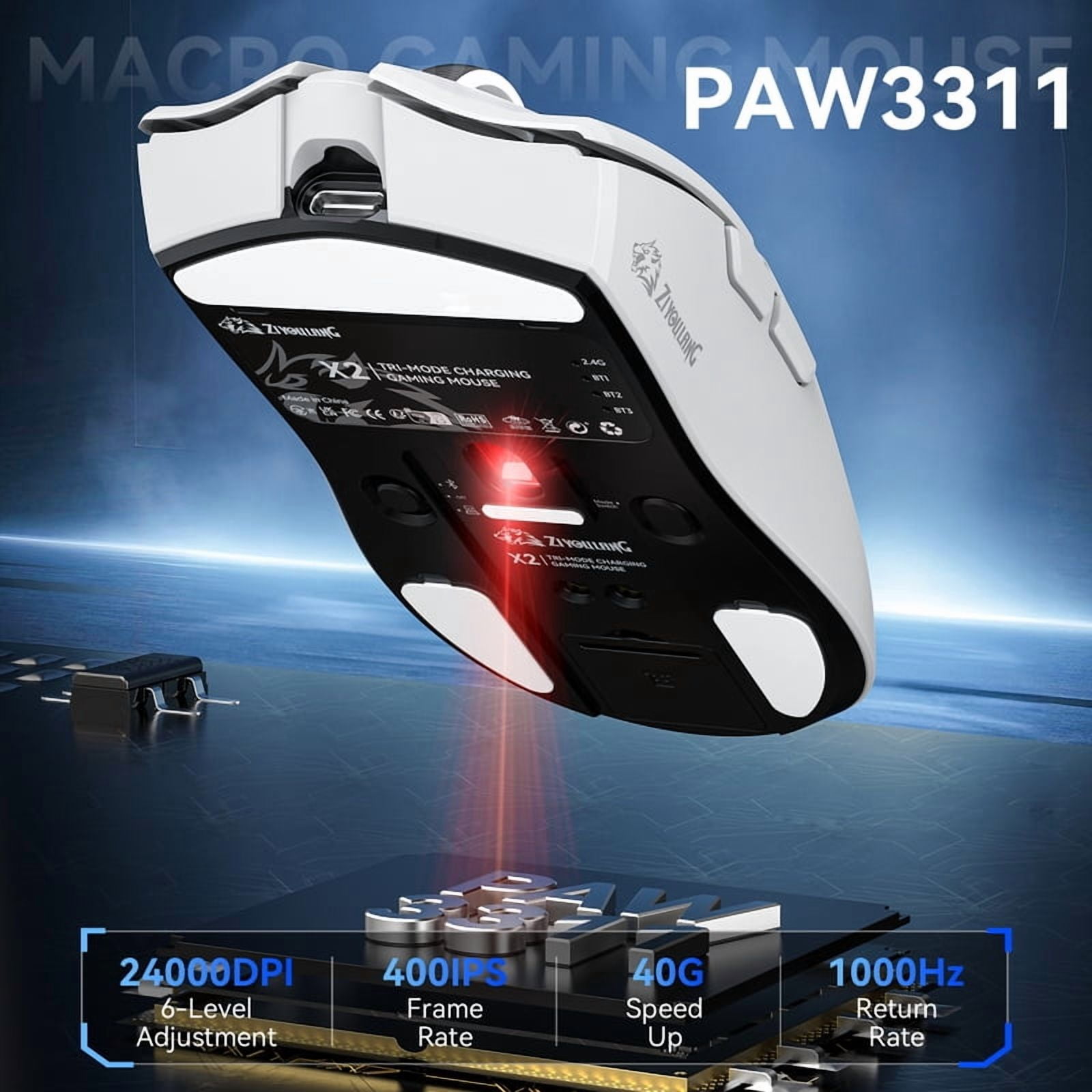 X2 Gaming Mouse Wireless RGB Magnetic Charger,24000DPI,1K Return Ziyoulang Bluetooth Tri-Mode Connection,PAW3311 MacroGame Mouse