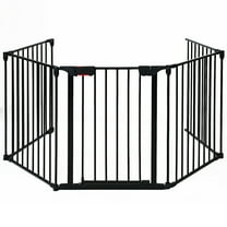 Costway Fireplace Fence  Safety Fence Hearth Gate BBQ Metal Fire Gate Pet Black