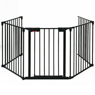 Costway Fireplace Fence  Safety Fence Hearth Gate BBQ Metal Fire Gate Pet Black