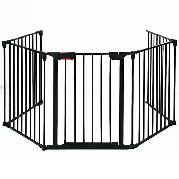 Costway Fireplace Fence  Safety Fence Hearth Gate BBQ Metal Fire Gate Pet Black