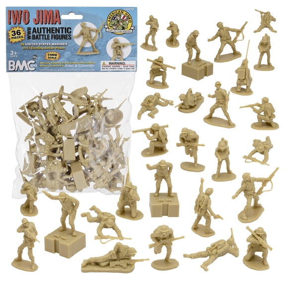 Plastic Army Men BMC WW2 Iwo Jima US Marines 36pc Tan