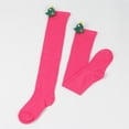 thumbnail image 6 of Wuphunn Stretch Fit Thigh High Stockings, Opaque Wide Band Top Casual Cosplay for Women L Hot Pink A, 6 of 6