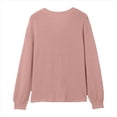 thumbnail image 4 of Blusas Tipo Suéter de Larga Informales con Cuello en V y Cuello de Gofre para Mujer Rosa L, 4 of 9