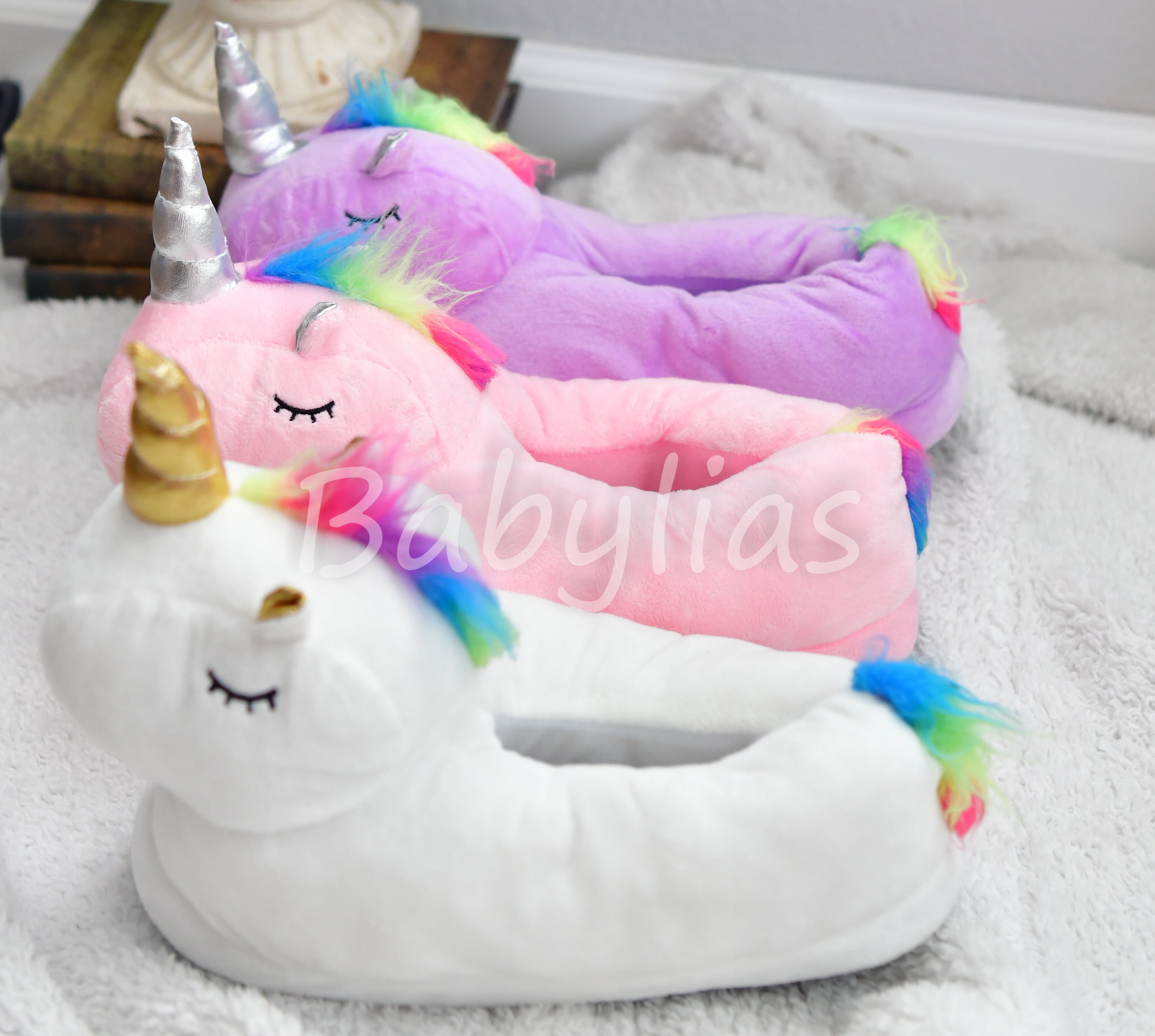3D Unicorn Slippers Plush Soft Warm 