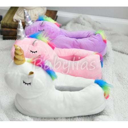 3d Unicorn Slippers Plush Soft Warm Winter Shoes Fluffy