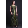 thumbnail image 3 of Bimba Leaves Women V Neck Sleeveless Front Slit Casual Maxi Printed BohoÂ&nbsp;Dress-XX-Large, 3 of 5