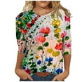 thumbnail image 1 of Pompotops Hauts à Manches Longues Imprimés pour Femmes Blouse Ample T-Shirts Décontractés Col Rond Tunique, 1 of 5