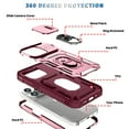 thumbnail image 3 of Dteck Case for iPhone 16 Plus with Slide Lens Cover, Shockproof Finger Ring Holder Stand, Military Grade Drop Protection fit Magnetic Car Mount for iPhone 16 Plus,Pink+Red, 3 of 11