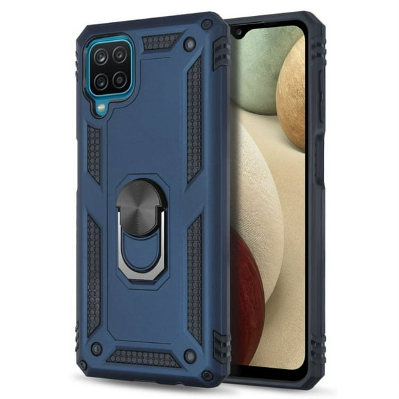 for Samsung Galaxy A12 5G Armor Hybrid [Military-Grade] with Rotating Metal Ring Kickstand Holder Protective Rugged Shockproof Bracket Cover ,Xpm Phone Case [Blue]
