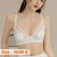 thumbnail image 3 of Sujetador de mujer de cobertura total con encaje, talla grande, ajustado, copa completa, ropa interior sin forro, color blanco, 3 of 5